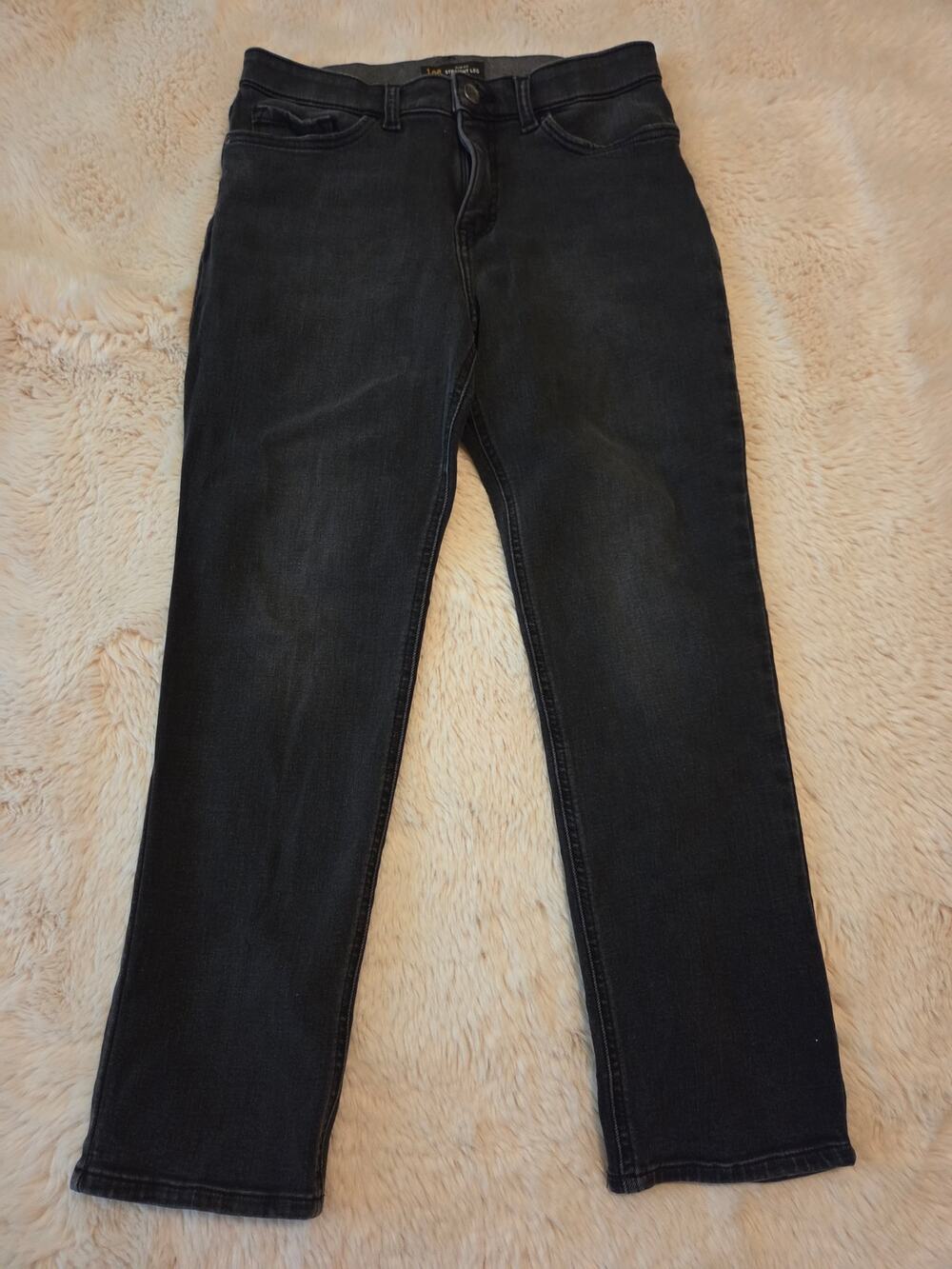 Lee Petite Jeans Black Washed Slim Fit Straight Leg Mid Rise 8p